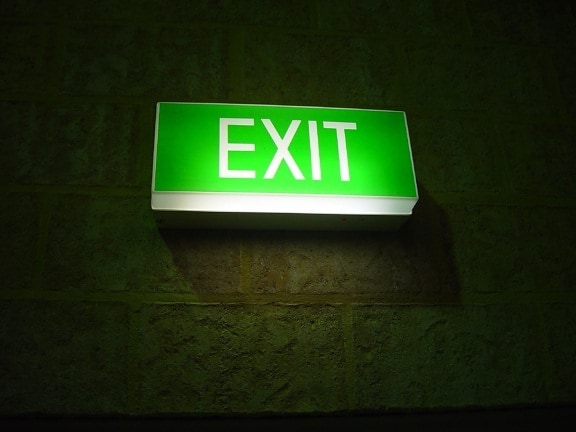 świecące, exit, znak