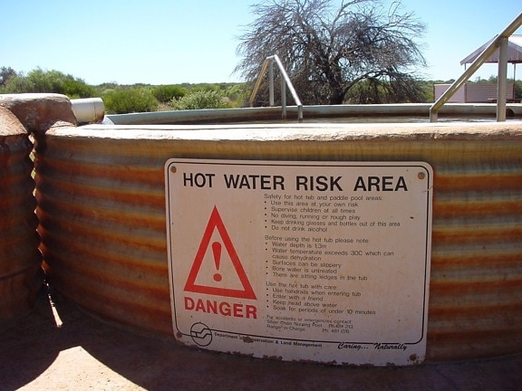 hot, water, pool, sign