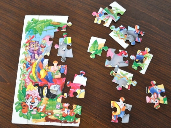 completed, jigsaw, puzzle, kids