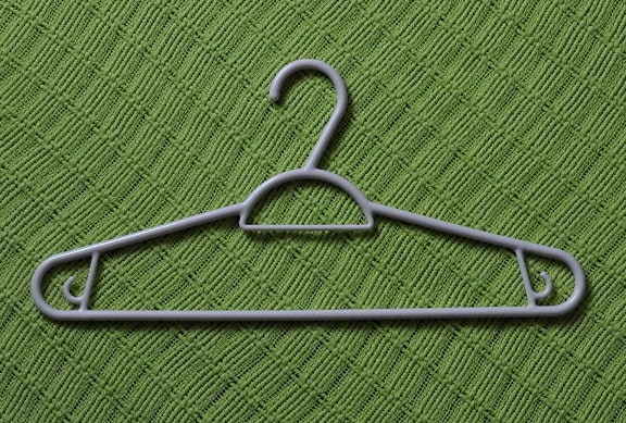 white, plastic, hanger, clothes, green, background