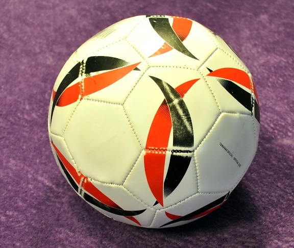 white, soccer, ball, red, black, stripes