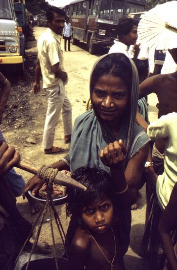 bengalí, madre, niño, Bangladesh, pueblo