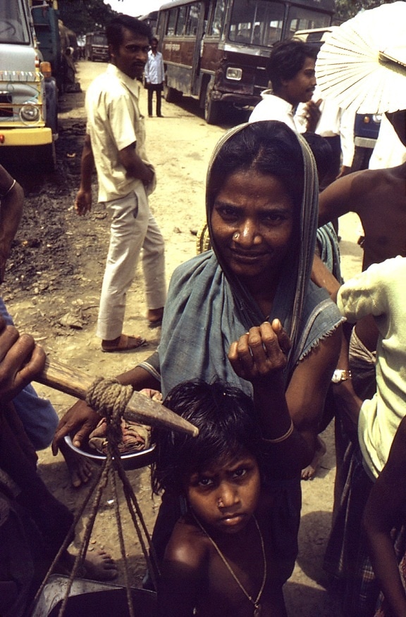 Bengali, mor, barn, Bangladesh, village