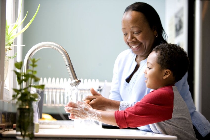 Free picture: boy, mother, laughing, kitchen