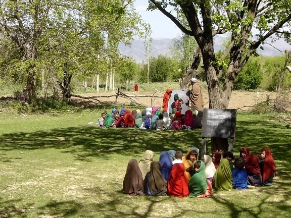Afghanistan, girls, outdoor, classroom, field