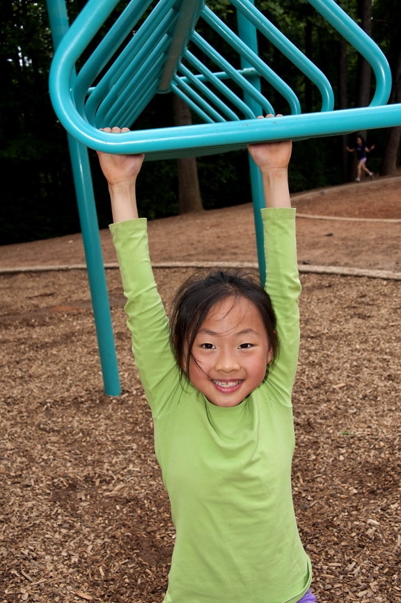 Asian, American, girl, photographed, outdoor, physical, education, class