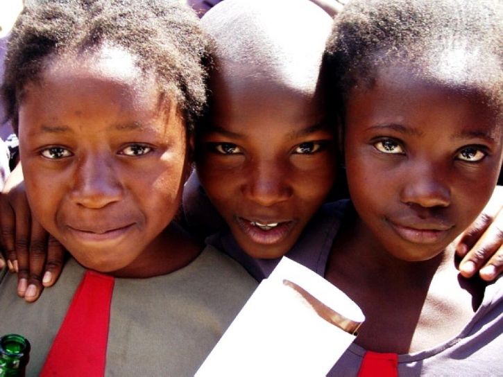 nært hold, ansikter, unge jenter, skole, Zambia