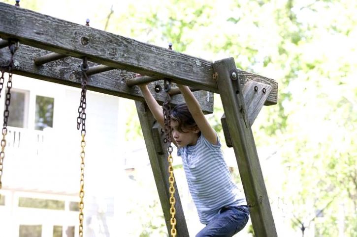 Free picture: cute, girl, play, outside, backyard, swing, set
