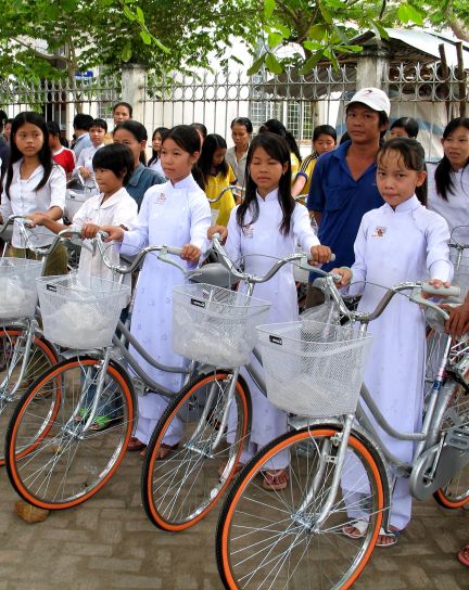 sudionika, Giang, provincija, Chau, okrugu, dobili, bicikli