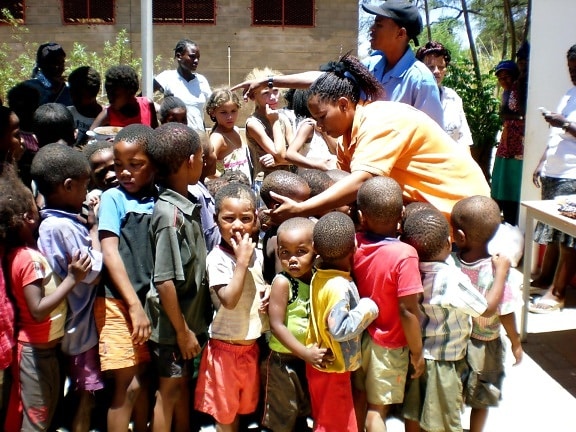 prevention, education, site, Namibia, children, attending, program