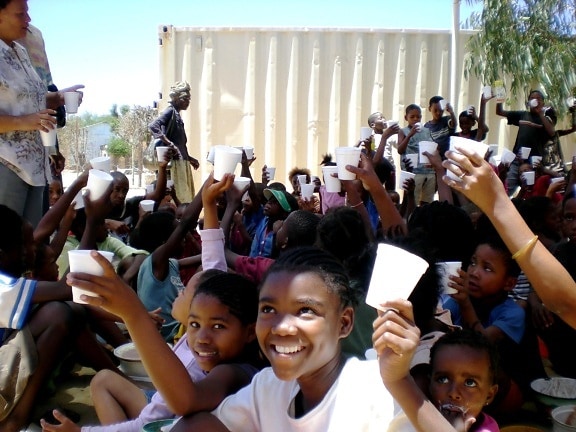 offentlig, publikum, partnerskap, barn, Namibia, Afrika
