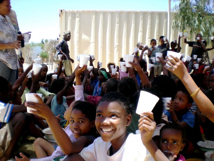 público, multidão, parceria, crianças, Namíbia, África