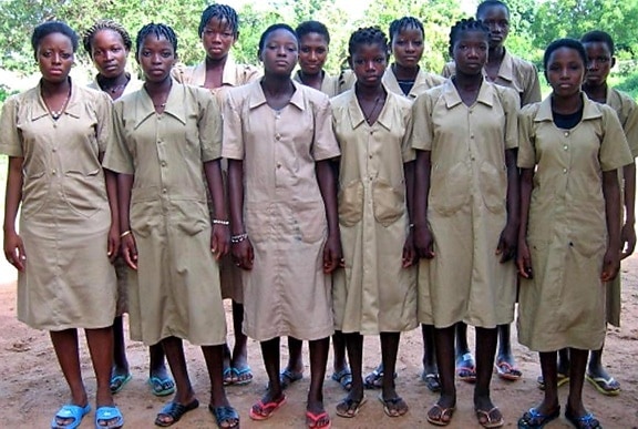 meninas, passadas, escola primária, deixando, exame, Benin