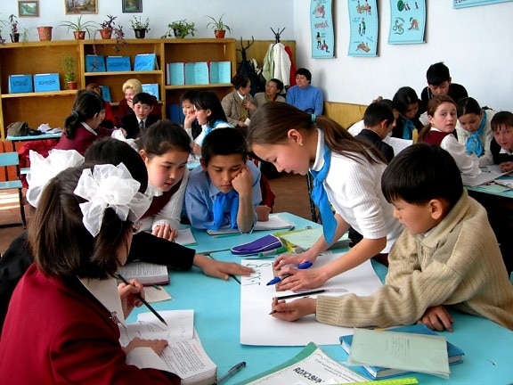 children, school, Turkestan, city, participating, national, reading, day