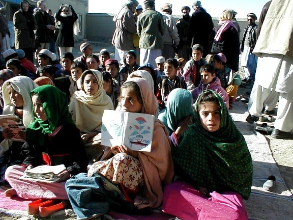 afghanistan, les filles, en plein air, classe, scène