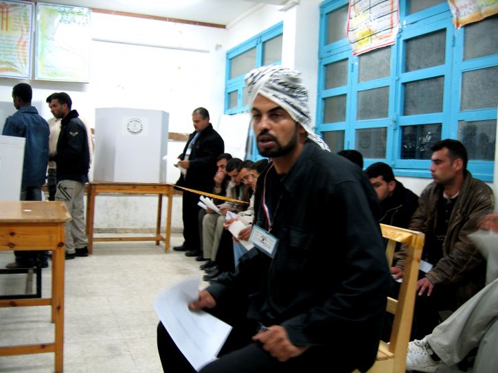 élection, moniteurs, observer, les officiels, en cours d'exécution, le vote, des élections palestiniennes