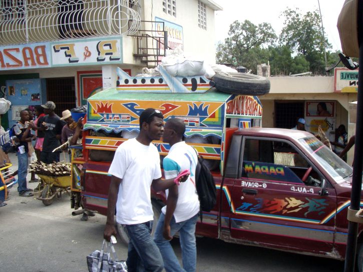 caos, confusione, strada, scena, di Haiti, paese