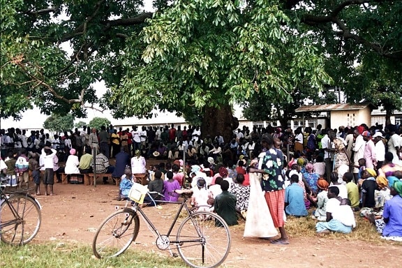 large, crowd, meeting, Uganda