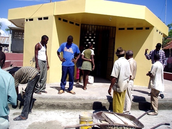 repairs, Haitian, water, kiosk, reward, civic, action
