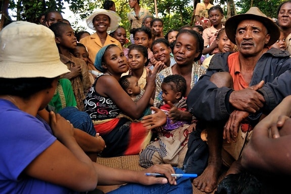 byn, grupp, publiken, beteende, kommunikation, Madagaskar