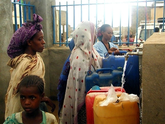 Wasser, Quellen, sauber, zwei, Dörfer, Eritrea