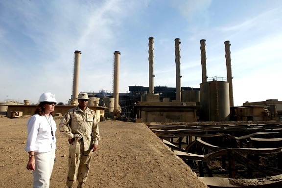 ingenieurs, de site, de inspectie, Bagdad, macht, plant