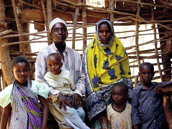 család, Kenya, gyermek, anya, apa