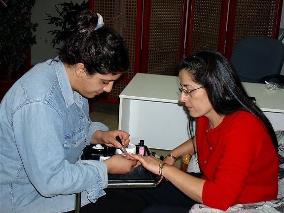 nail polish salon, customer, shopper, employee, manicure, manicure salon, customer