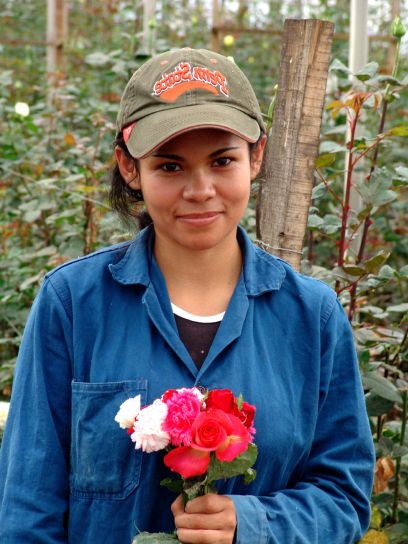 up-close, Colombian, girl, floriculture, graduate, national, flower, association, greenhouse