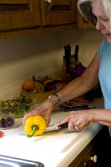 жінка, зображення, показано, кухня