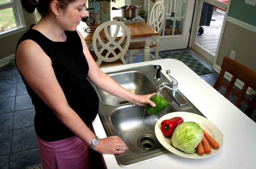 Free picture: woman, process, washing, batch, assorted, preparation, salad