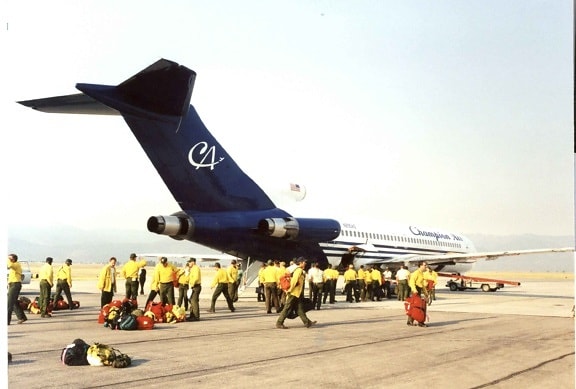 fireman, crews, ready, board, large, plane, fly, location, fight, wildfires