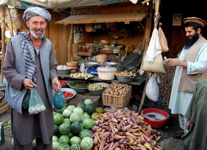 Baharak, bazar, légume, trader