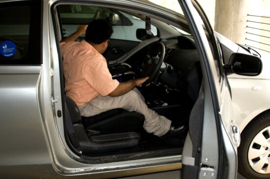 car, equipped, steering, wheel, manual, braking, acceleration, knob