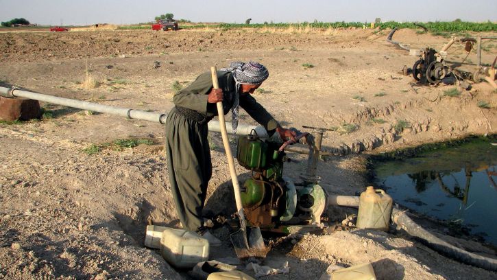 kurdish, farmer, returns, irrigate, farm