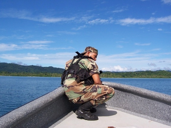 soldier, military, boat