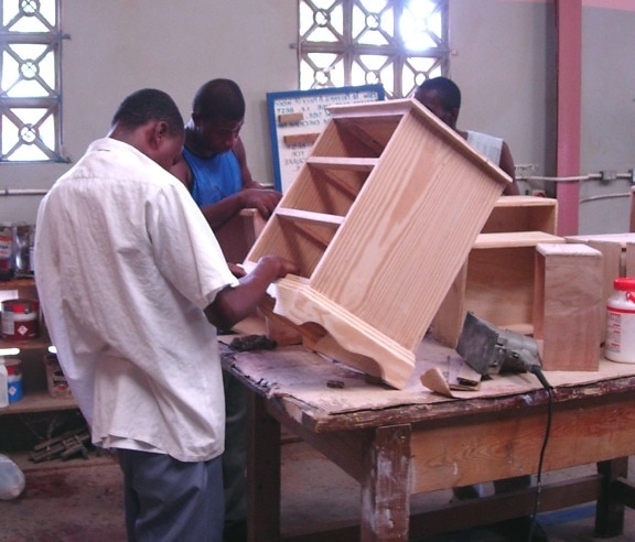 young men, skills, building, wood, cabinets, gain, employment, income