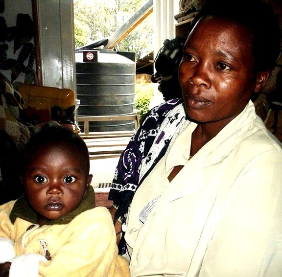 mère, Kenya, les enfants, la maison