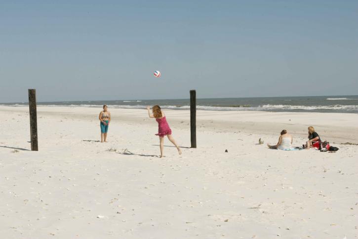người dân được hưởng, day, bãi biển, chơi, quả bóng