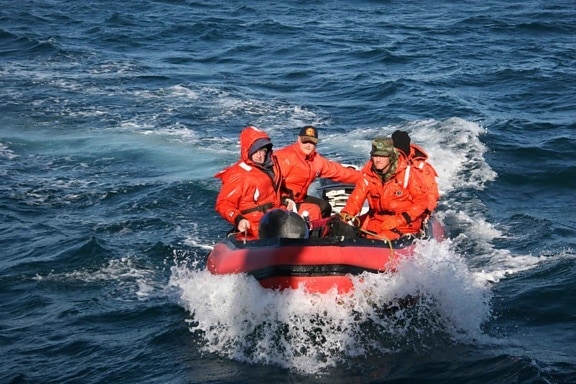 räddning, team, båt