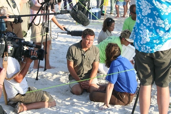 film, crew, shooting, beach