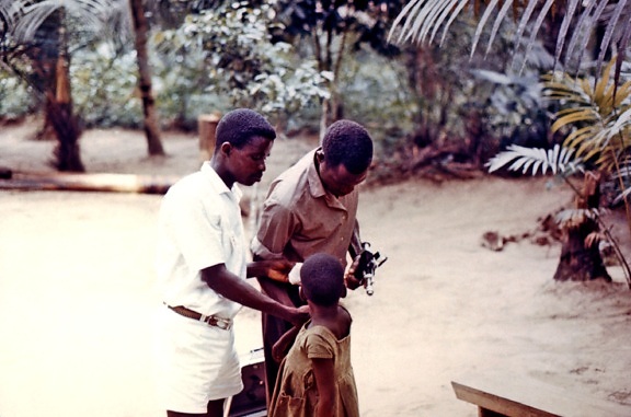 child, vaccinated, measles, smallpox, relief, camp, Nigeria