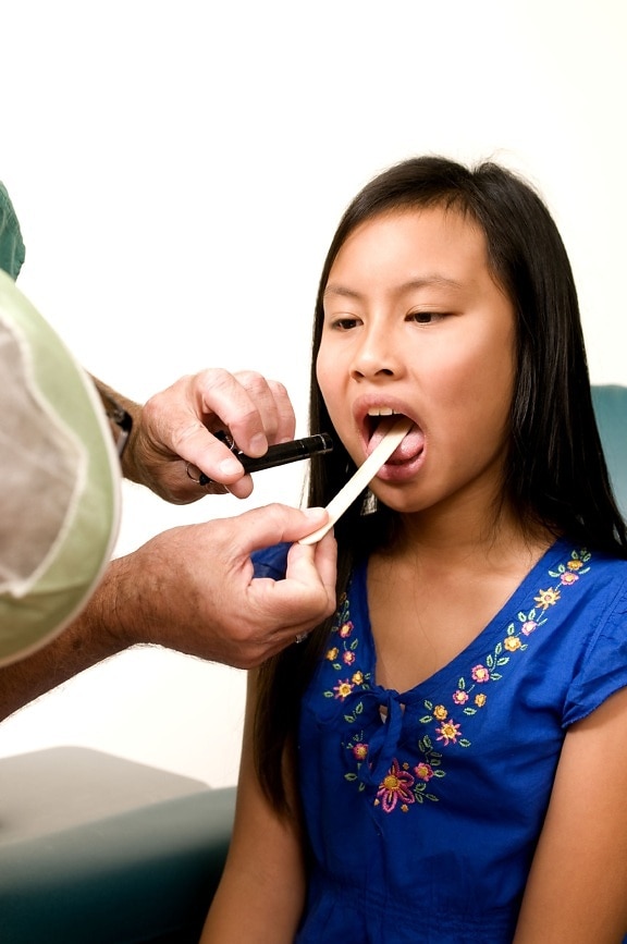 examinar, oral, cavidad, la lengua, la faringe, la presencia, anomalías