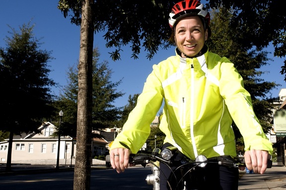 smile, female, bicyclist, bicycle, ride