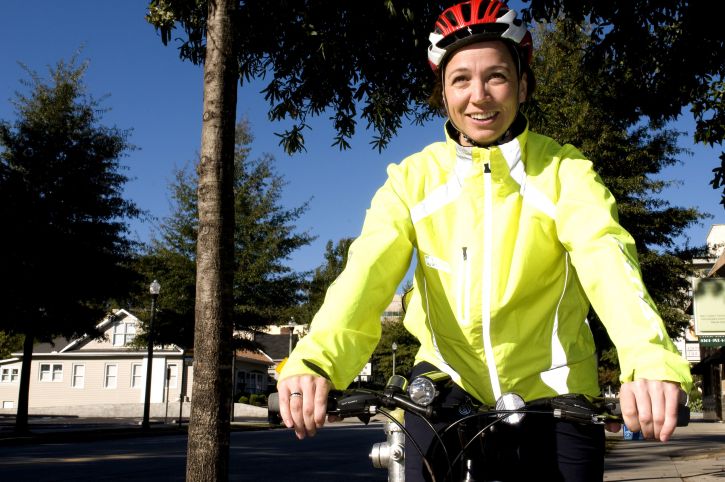 smil kvinnelige syklist, sykkel, tur