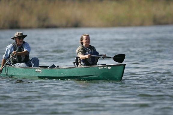 male, female, canoeing