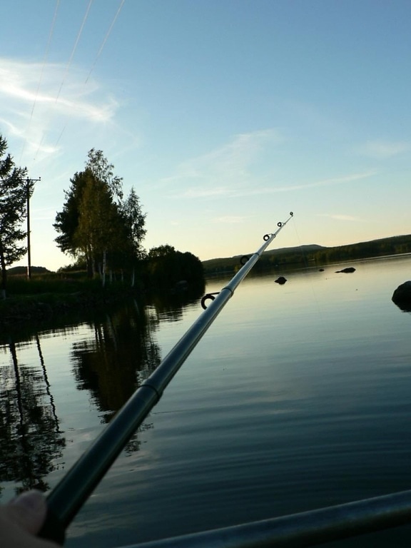 fishing, rod, dusk