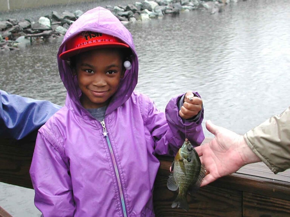 Free picture: young, African, American, girl, smile, holding, fishing ...