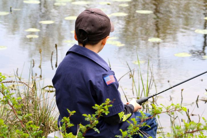 young boy, fishing