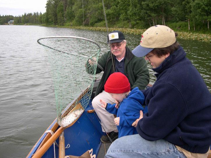 mladíku, radostně, rybolov, první ryby Hledat,